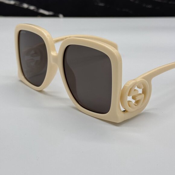 NEW GG1326S 009 GUCCI SUNGLASSES OVERSIZED IVORY GREY WOMEN EYEWEAR GUCCI - Picture 8 of 13